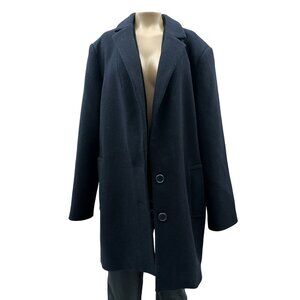 Thakoon Wool Peacoat Single Breasted‎ Overcoat Jacket Navy Blue Women's 10